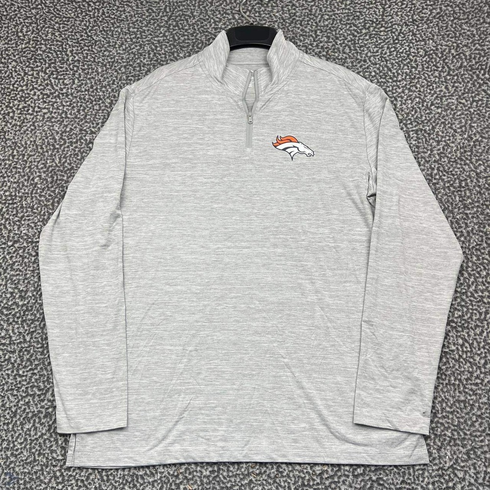 Denver Broncos Shirt Men Large Fanatics Quarter Zip Pullover Long Sleeve New L